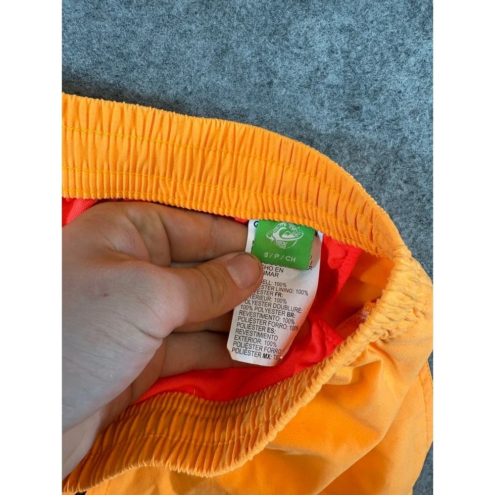 Vintage Quiksilver Board Shorts Mens Small Orange Pull On Swim Trunks Y2K Summer
